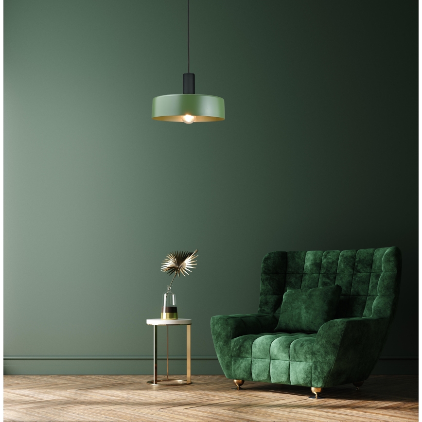 Kattokruunu johdossa HAKI 1xE27/60W/230V vihreä/musta