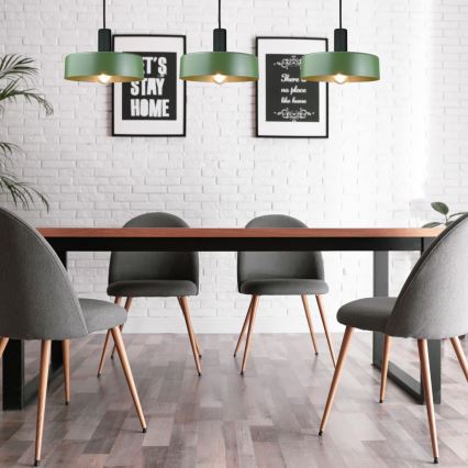 Kattokruunu johdossa HAKI 3xE27/60W/230V vihreä/musta