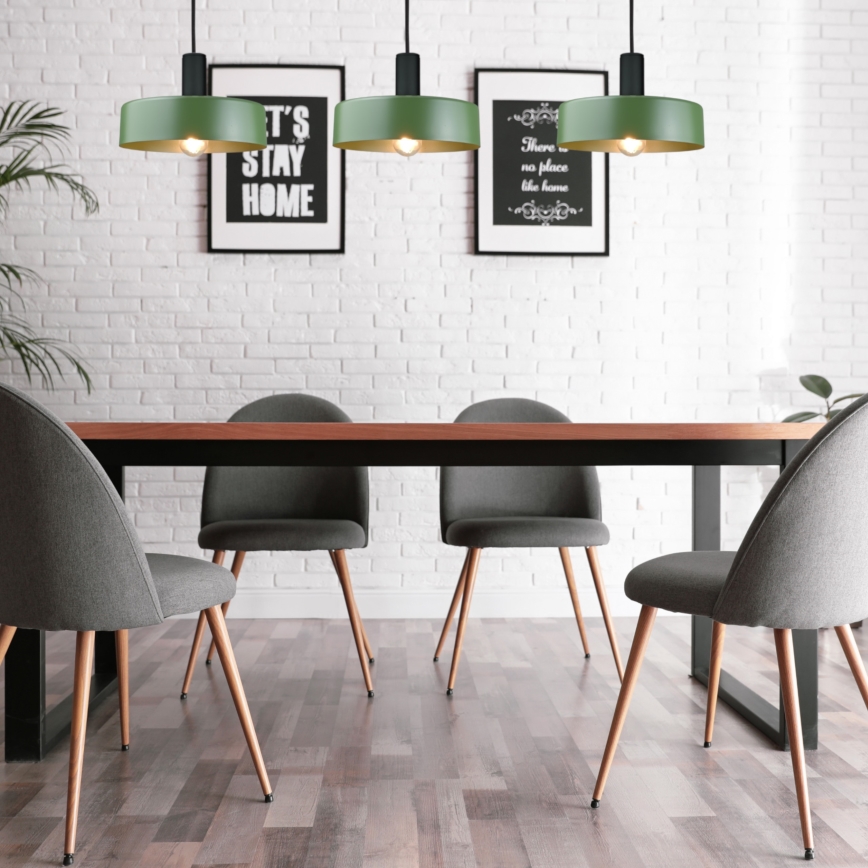 Kattokruunu johdossa HAKI 3xE27/60W/230V vihreä/musta