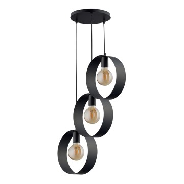 Kattokruunu johdossa HAPPY 3xE27/60W/230V musta