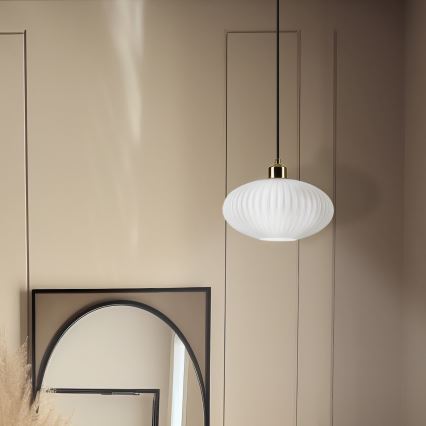 Kattokruunu johdossa HARMA 1xE27/15W/230V halkaisija 25 cm valkoinen/kulta