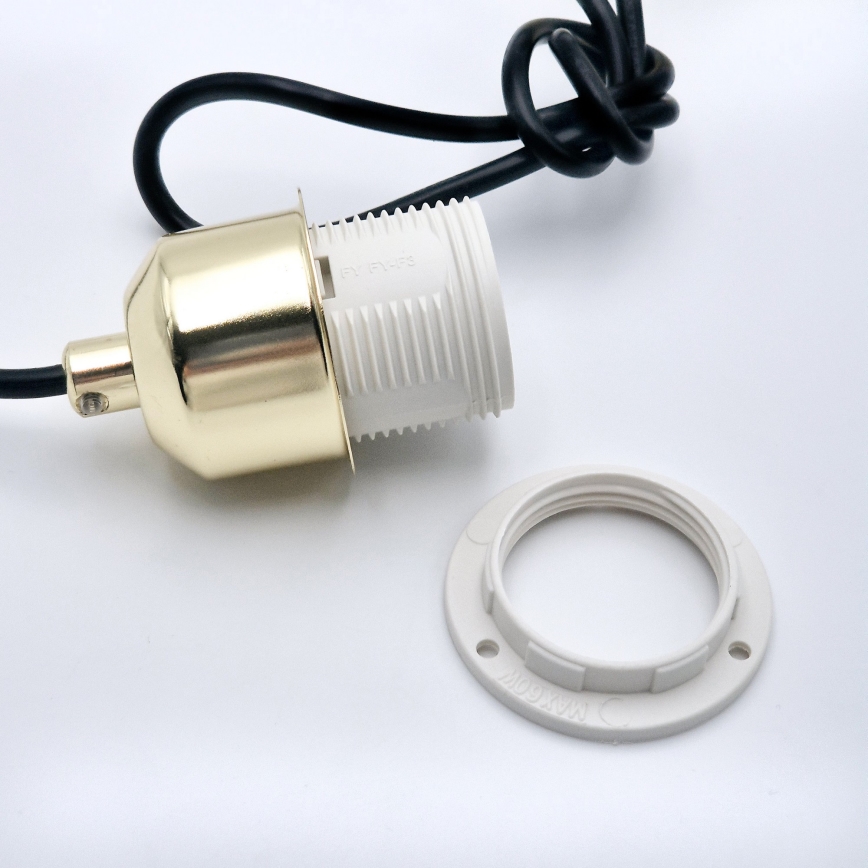 Kattokruunu johdossa HARMA 1xE27/15W/230V halkaisija 25 cm valkoinen/kulta