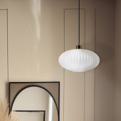Kattokruunu johdossa HARMA 1xE27/15W/230V halkaisija 30 cm valkoinen/kulta
