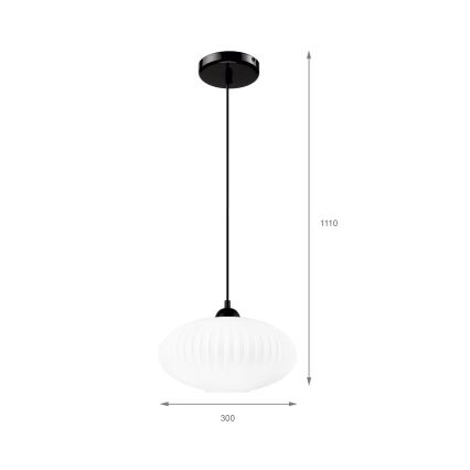 Kattokruunu johdossa HARMA 1xE27/15W/230V halkaisija 30 cm valkoinen/musta