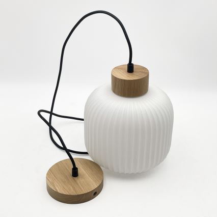 Kattokruunu johdossa HARMONY 1xE27/15W/230V halkaisija 20 cm valkoinen/tammi