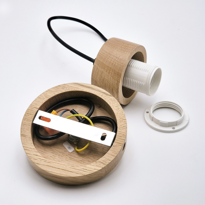 Kattokruunu johdossa HARMONY 1xE27/15W/230V halkaisija 20 cm valkoinen/tammi