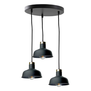 Kattokruunu johdossa HEBE 3xE27/60W/230V musta