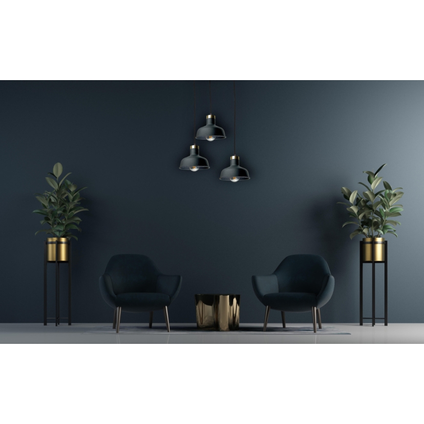 Kattokruunu johdossa HEBE 3xE27/60W/230V musta