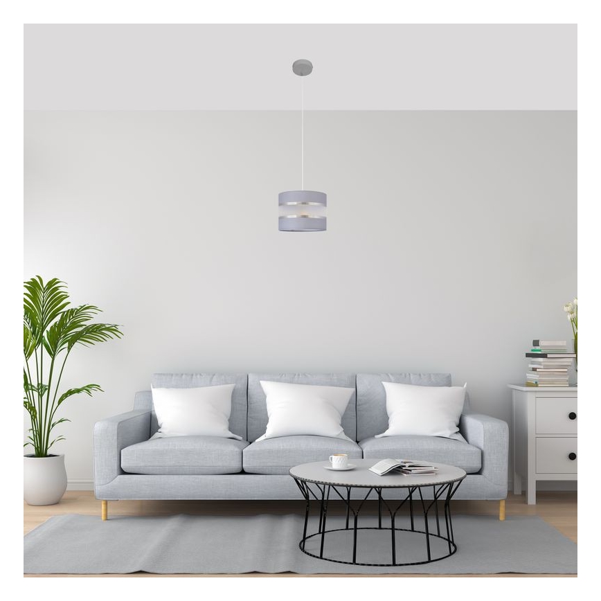 Kattokruunu johdossa HELEN 1xE27/15W/230V halkaisija 20 cm harmaa/hopea