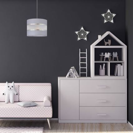 Kattokruunu johdossa HELEN 1xE27/15W/230V halkaisija 20 cm harmaa/hopea