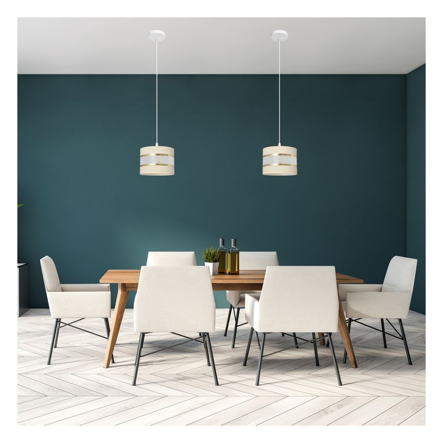 Kattokruunu johdossa HELEN 1xE27/15W/230V halkaisija 20 cm kerma/kultainen