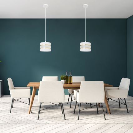 Kattokruunu johdossa HELEN 1xE27/15W/230V halkaisija 20 cm valkoinen/kultainen