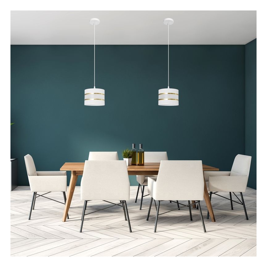 Kattokruunu johdossa HELEN 1xE27/15W/230V halkaisija 20 cm valkoinen/kultainen