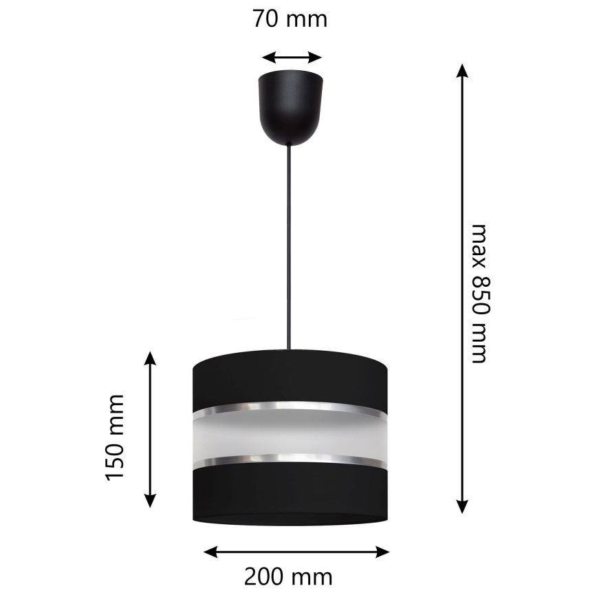 Kattokruunu johdossa HELEN 1xE27/15W/230V musta