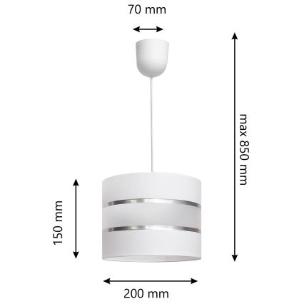 Kattokruunu johdossa HELEN 1xE27/15W/230V valkoinen
