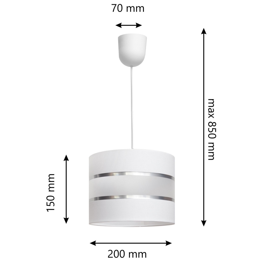 Kattokruunu johdossa HELEN 1xE27/15W/230V valkoinen