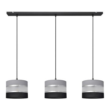 Kattokruunu johdossa HELEN 3xE27/15W/230V musta/harmaa/hopea