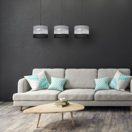 Kattokruunu johdossa HELEN 3xE27/15W/230V musta/harmaa/hopea