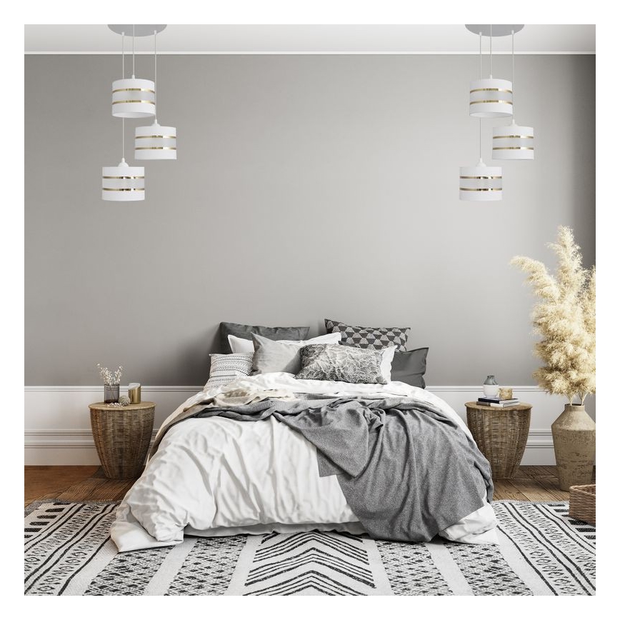 Kattokruunu johdossa HELEN 3xE27/15W/230V valkoinen/kultainen