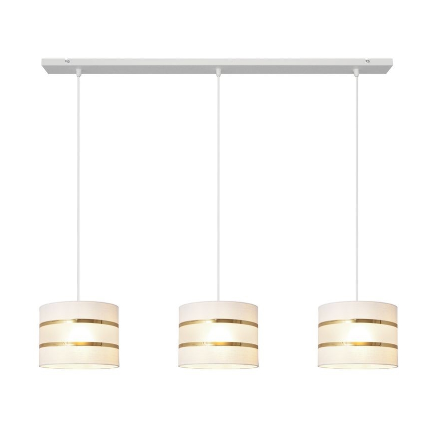 Kattokruunu johdossa HELEN 3xE27/15W/230V valkoinen/kultainen