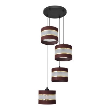 Kattokruunu johdossa HELEN 4xE27/15W/230V ruskea/musta/kultainen