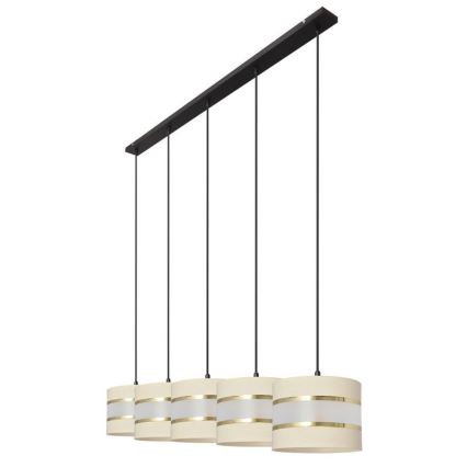 Kattokruunu johdossa HELEN 5xE27/15W/230V kerma/musta/kultainen