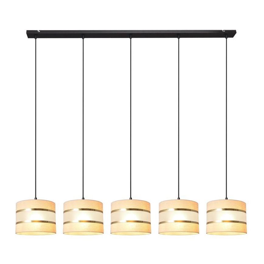 Kattokruunu johdossa HELEN 5xE27/15W/230V kerma/musta/kultainen