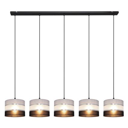 Kattokruunu johdossa HELEN 5xE27/15W/230V musta/harmaa/hopea