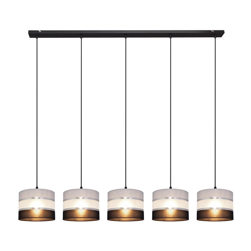 Kattokruunu johdossa HELEN 5xE27/15W/230V musta/harmaa/hopea