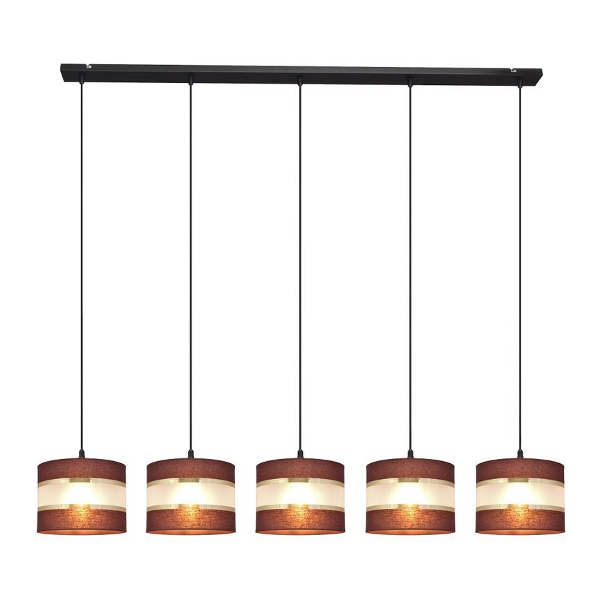 Kattokruunu johdossa HELEN 5xE27/15W/230V ruskea/musta/kultainen