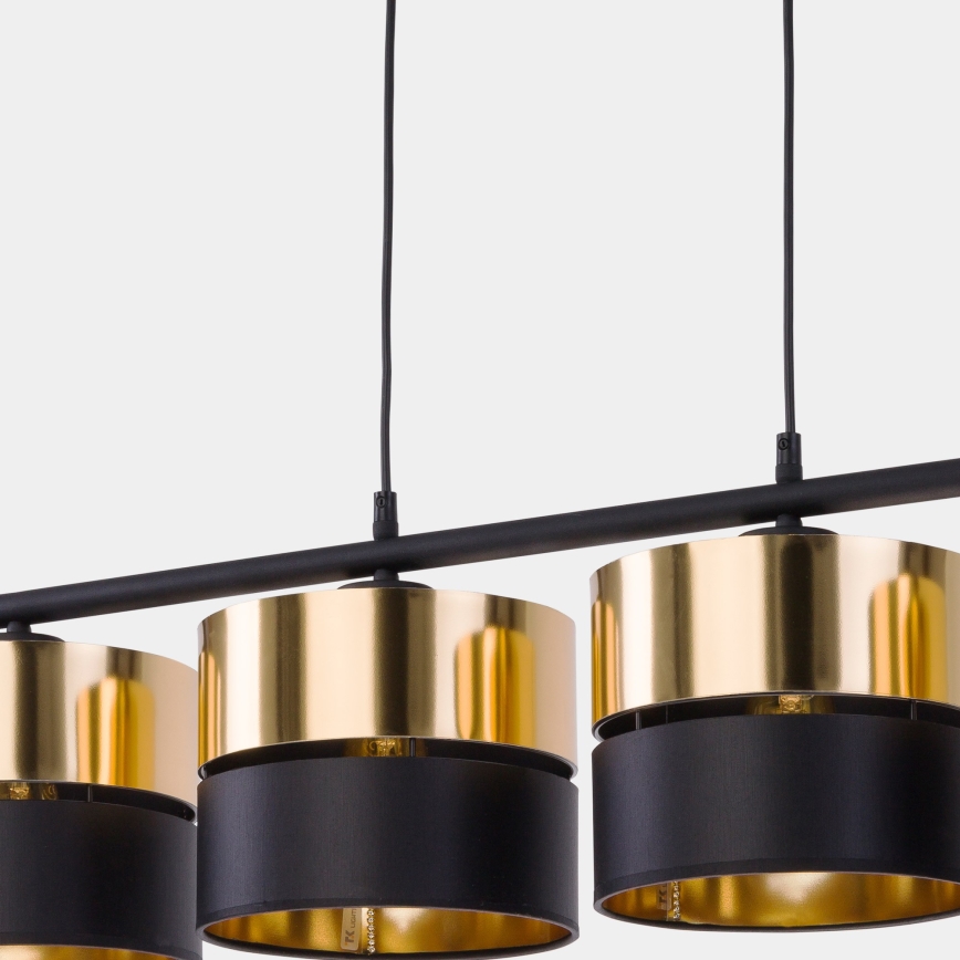 Kattokruunu johdossa HILTON 4xE27/15W/230V messinki/musta