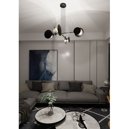 Kattokruunu johdossa IDEA 4xE27/15W/230V musta