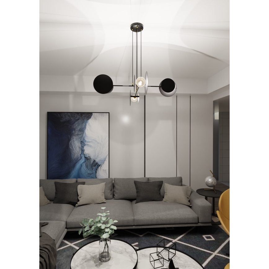 Kattokruunu johdossa IDEA 4xE27/15W/230V musta