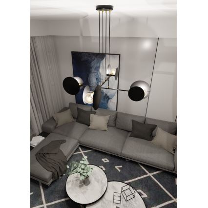Kattokruunu johdossa IDEA 4xE27/15W/230V musta