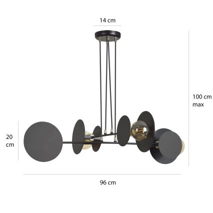 Kattokruunu johdossa IDEA 4xE27/15W/230V musta