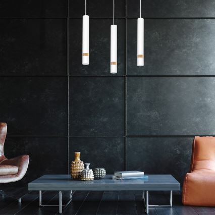 Kattokruunu johdossa JOKER WHITE WOOD 3xGU10/8W/230V