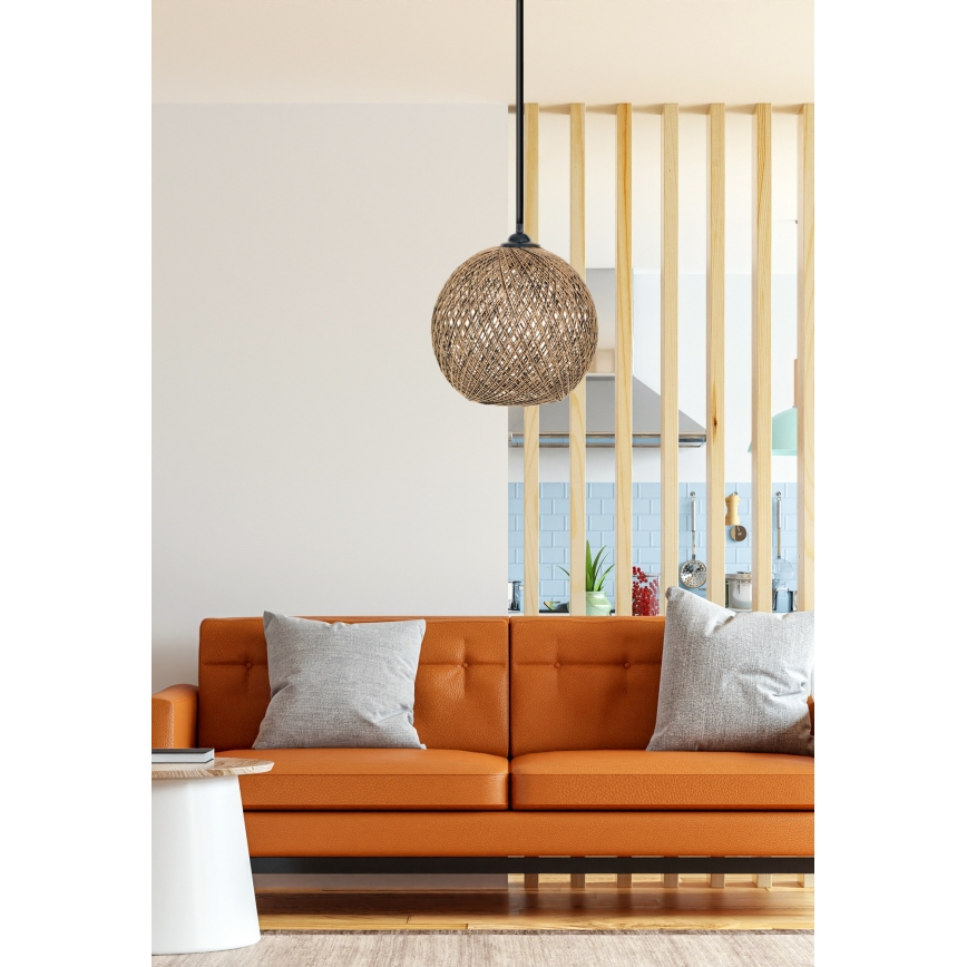 Kattokruunu johdossa JUTE 1xE27/60W/230V ruskea