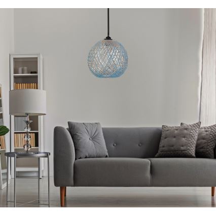 Kattokruunu johdossa JUTE 1xE27/60W/230V sininen