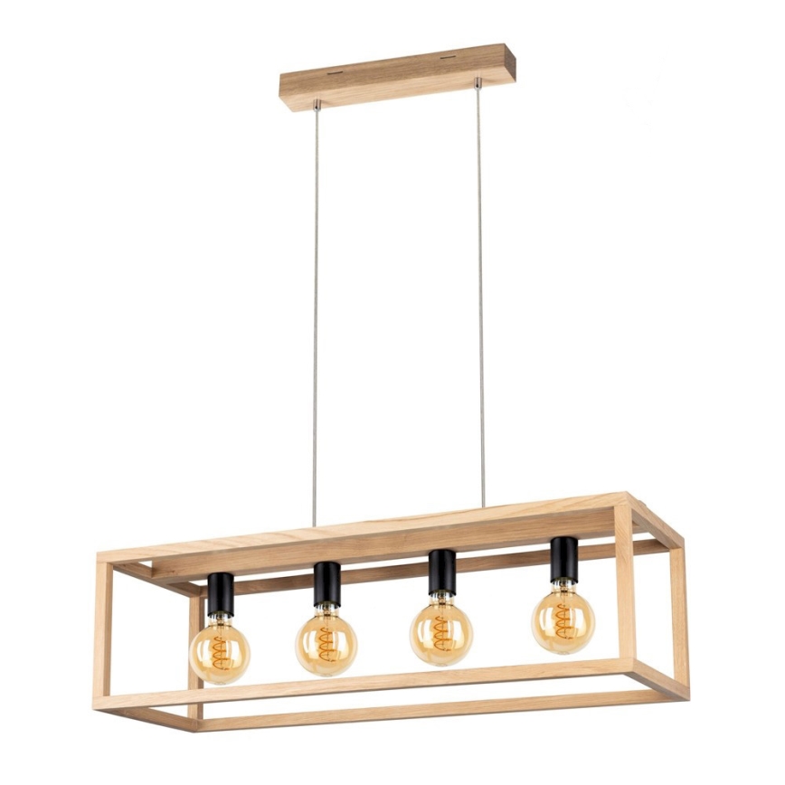 Kattokruunu johdossa KAGO 4xE27/60W/230V matta tammi