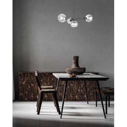 Kattokruunu johdossa KALIOPE 4xE27/60W/230V musta/läpinäkyvä