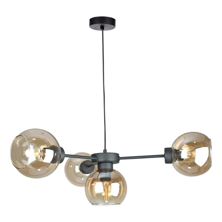 Kattokruunu johdossa KALIOPE 4xE27/60W/230V musta/savuinen beige