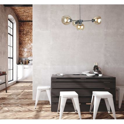 Kattokruunu johdossa KALIOPE 4xE27/60W/230V musta/savuinen beige