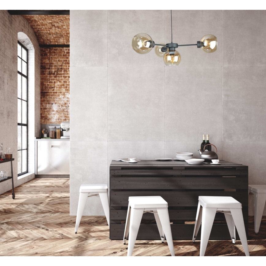 Kattokruunu johdossa KALIOPE 4xE27/60W/230V musta/savuinen beige