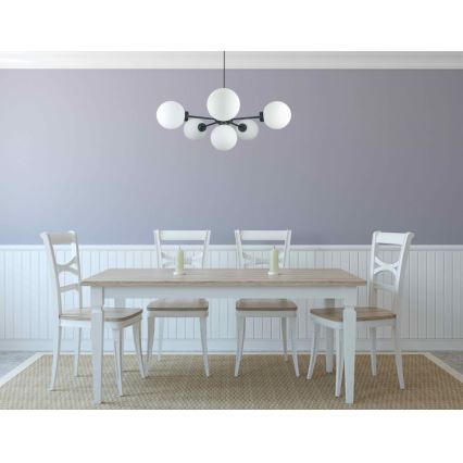 Kattokruunu johdossa KALIOPE 6xE14/50W/230V musta/valkoinen