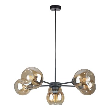 Kattokruunu johdossa KALIOPE 6xE27/60W/230V musta/savuinen beige