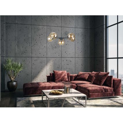 Kattokruunu johdossa KALIOPE 6xE27/60W/230V musta/savuinen beige