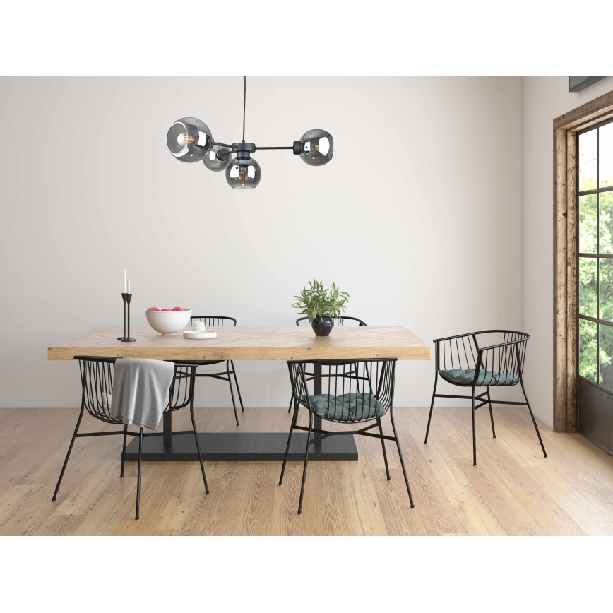 Kattokruunu johdossa KALIOPE 6xE27/60W/230V musta/savuinen musta