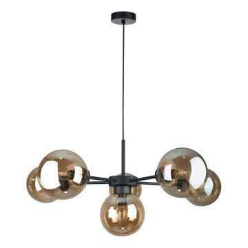 Kattokruunu johdossa KALIOPE II 6xE14/50W/230V musta/savuinen beige