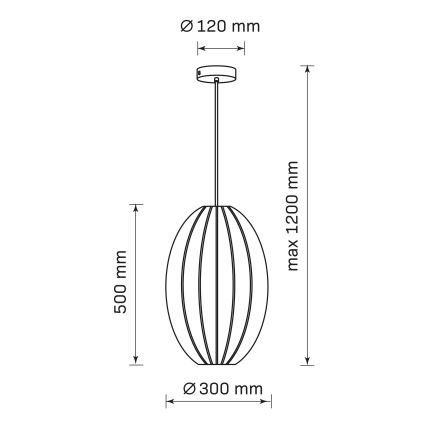 Kattokruunu johdossa KAREI 1xE27/20W/230V halkaisija 30 cm musta