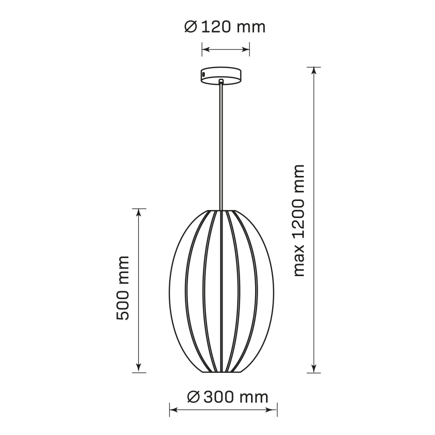 Kattokruunu johdossa KAREI 1xE27/20W/230V halkaisija 30 cm musta